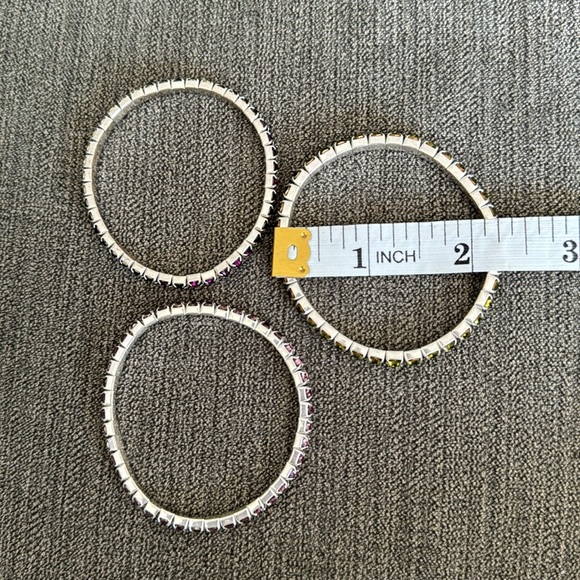 ✨Set of 3 sparkly colorful rhinestone bracelets! Lime green, purple, pink - Picture 7 of 8